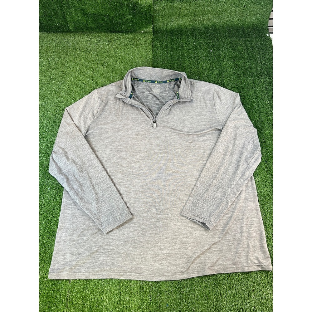 Tek Gear Mens 2XB‎ Quarter Zip Pullover Heather Grey Long Sleeve Active Top